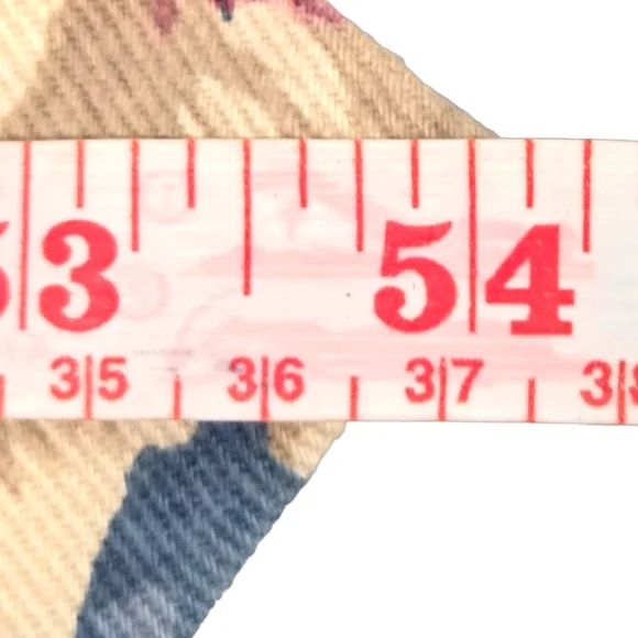 Vintage Floral Cotton Twill Tie - Blue, Cream, & Pink Rose Botanical Print EUC - Picture 7 of 7